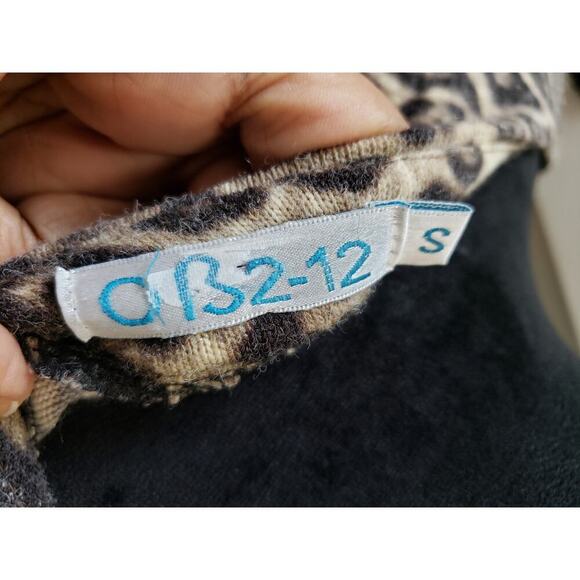 OB2-12 Sheath Dress Womens Small Multi Leopard Print Pleated Flare Sleeve V Neck - Picture 3 of 13